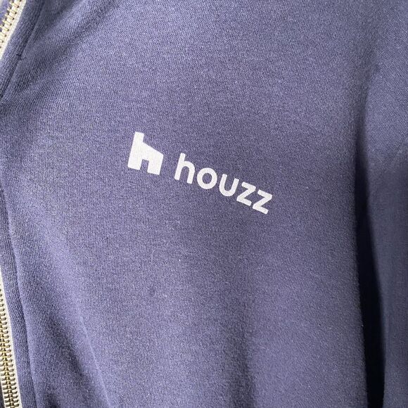 Marine Layer Jacket Mens XL Blue Hoodie Full Zip Sweatshirt Double Knit Logo - Picture 4 of 8